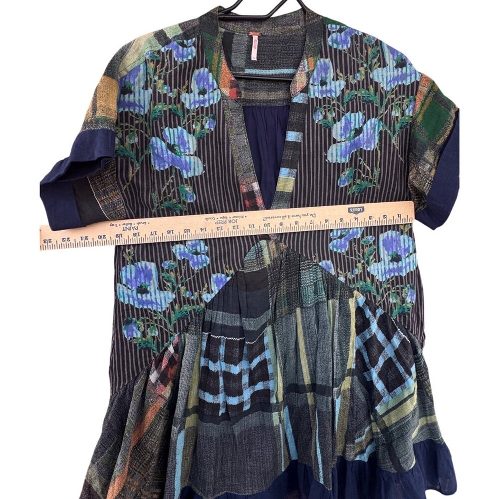 Free People Agnes Short Sleeve Ruffle V Neck Printed Floral Mini Dress .XS - Picture 9 of 10